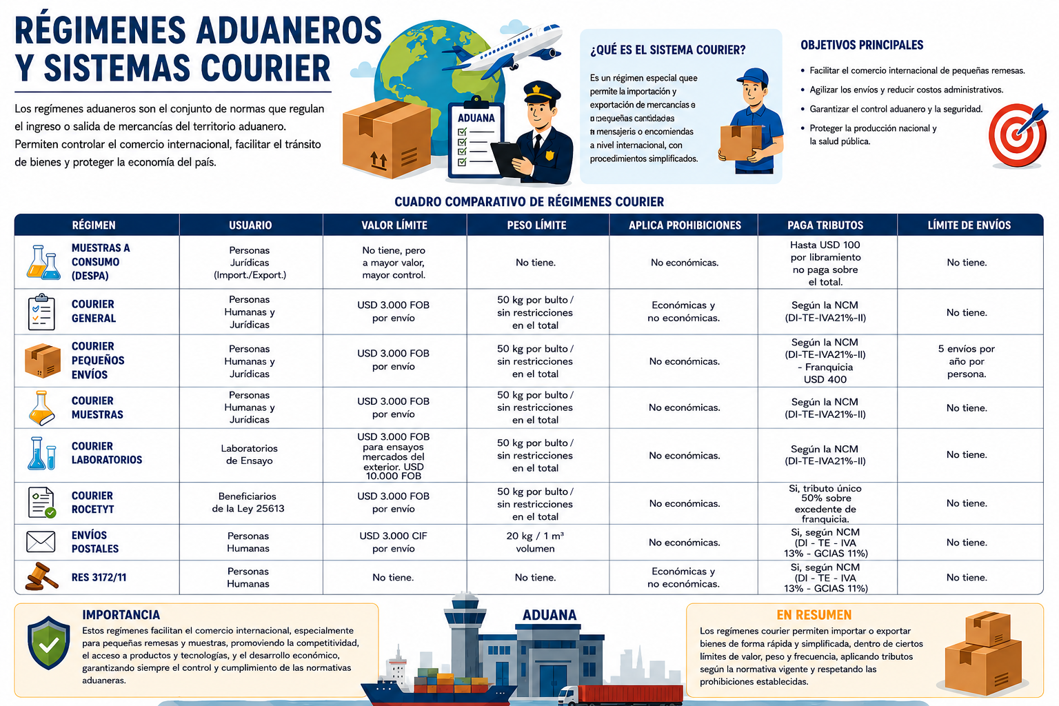 Regímenes aduaneros y sistemas courier
